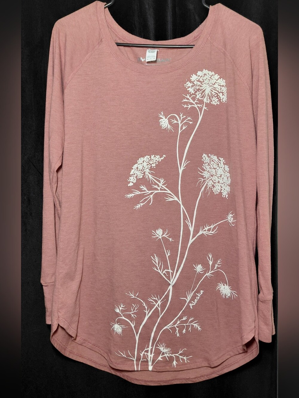 Marushka Dusty Rose Long-Sleeve Tee with White Floral Graphic